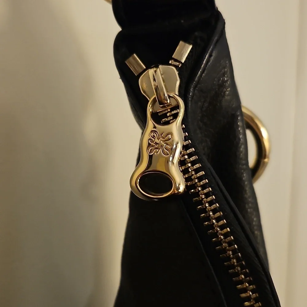 SIMPLY VERA Black Leather Hobo Shoulder Bag